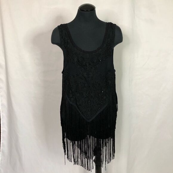 Free People Gauze Fringe Boho Western Tank Top - Women’s SP - Picture 2 of 8